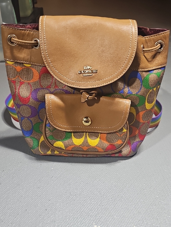 Coach EUC C4097 Pennie Backpack 22 In Rainbow Signature Canvas & Smooth Leather main image 10